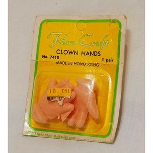 Clown Hands 1 Pair 1.5" Plastic  New Old Stock Fib